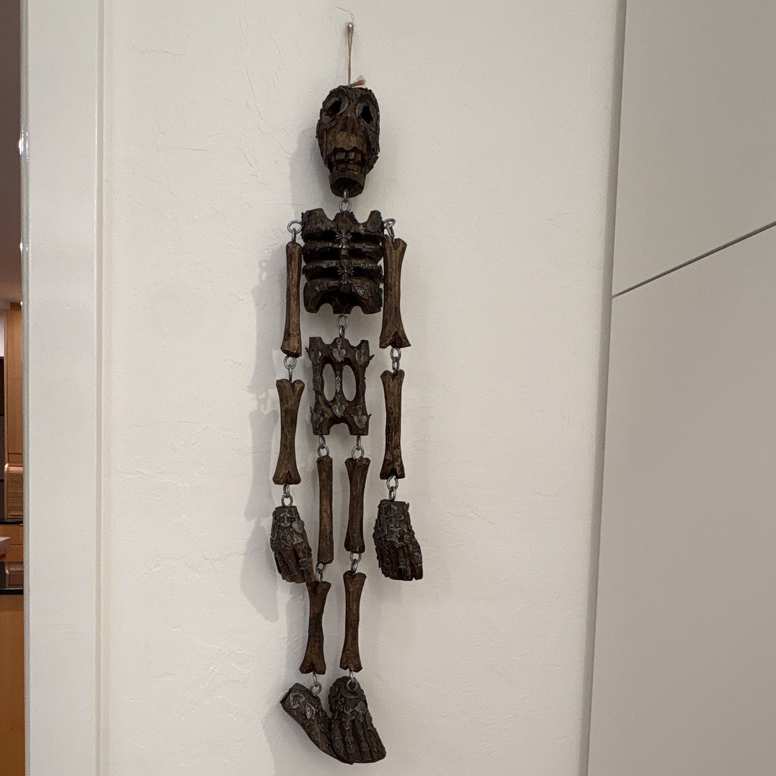 Argui! Arte en Milagrería Hanging Skeleton Figurine Wood & Metal Brown/Silver.