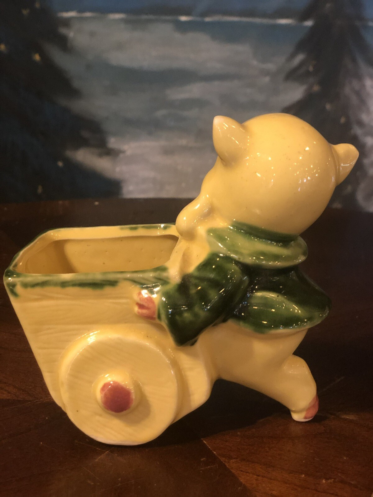 Vintage 1950’s Pig Pushing Flower Cart