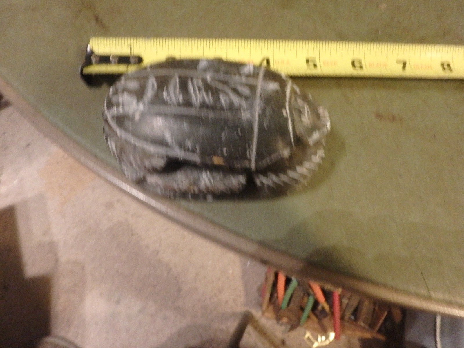 4N – vintage 4″ carved soapstone?? or similar- hole through middle- rope??