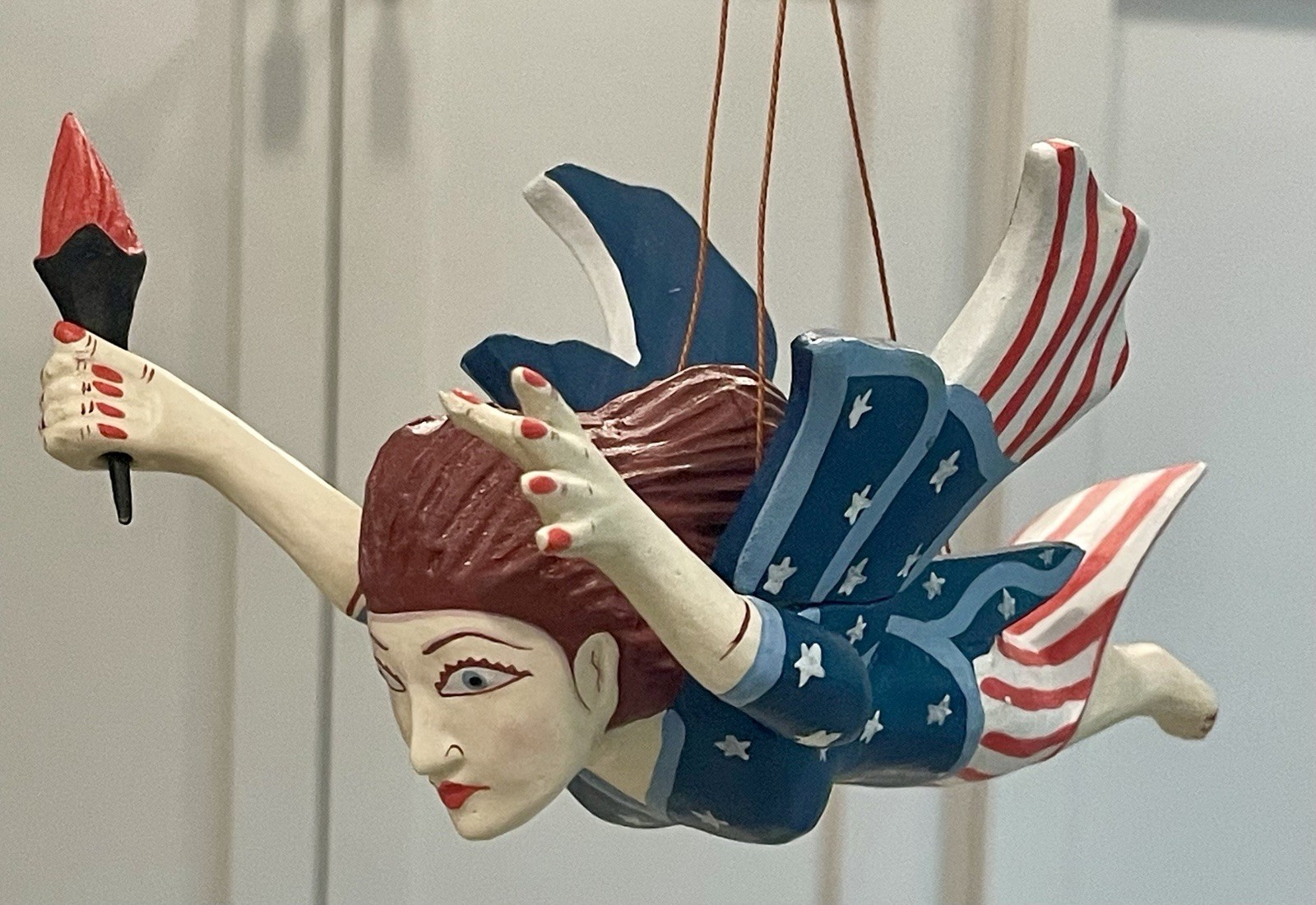 Flying Lady Liberty Patriotic – 7″ Folk Art America USA 250th Red White Blue