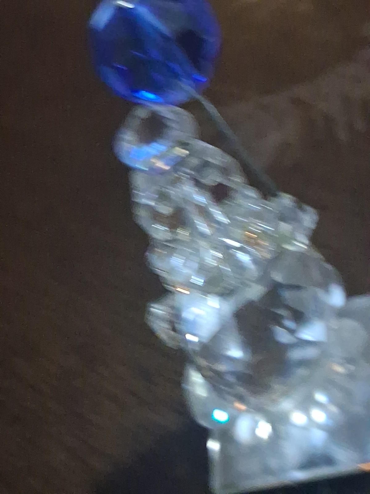 Swarovski Crystal Faceted Clown with Blue Balloon Circus Mini Figurine Glass