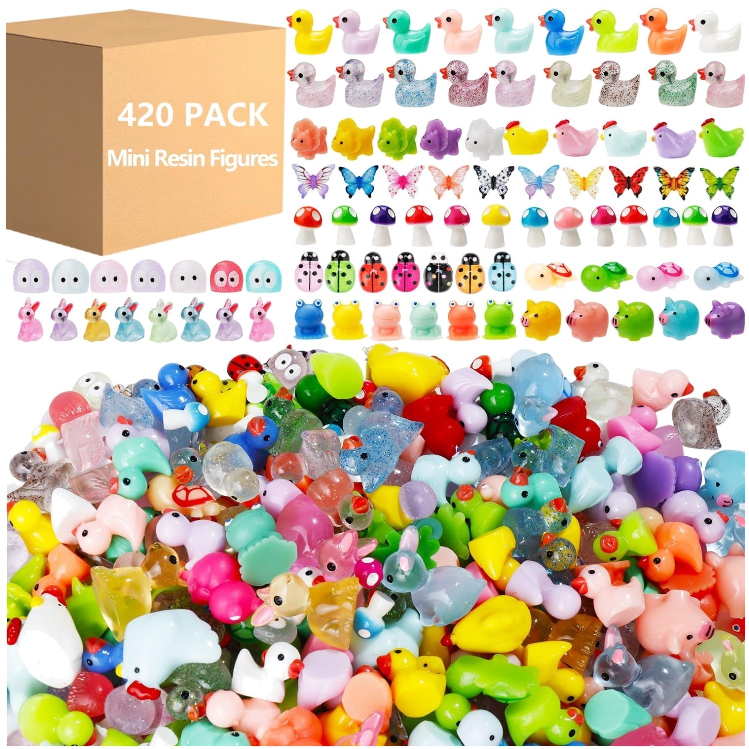 Mini Resin Animals Bulk – 420 Pcs, 12 Styles