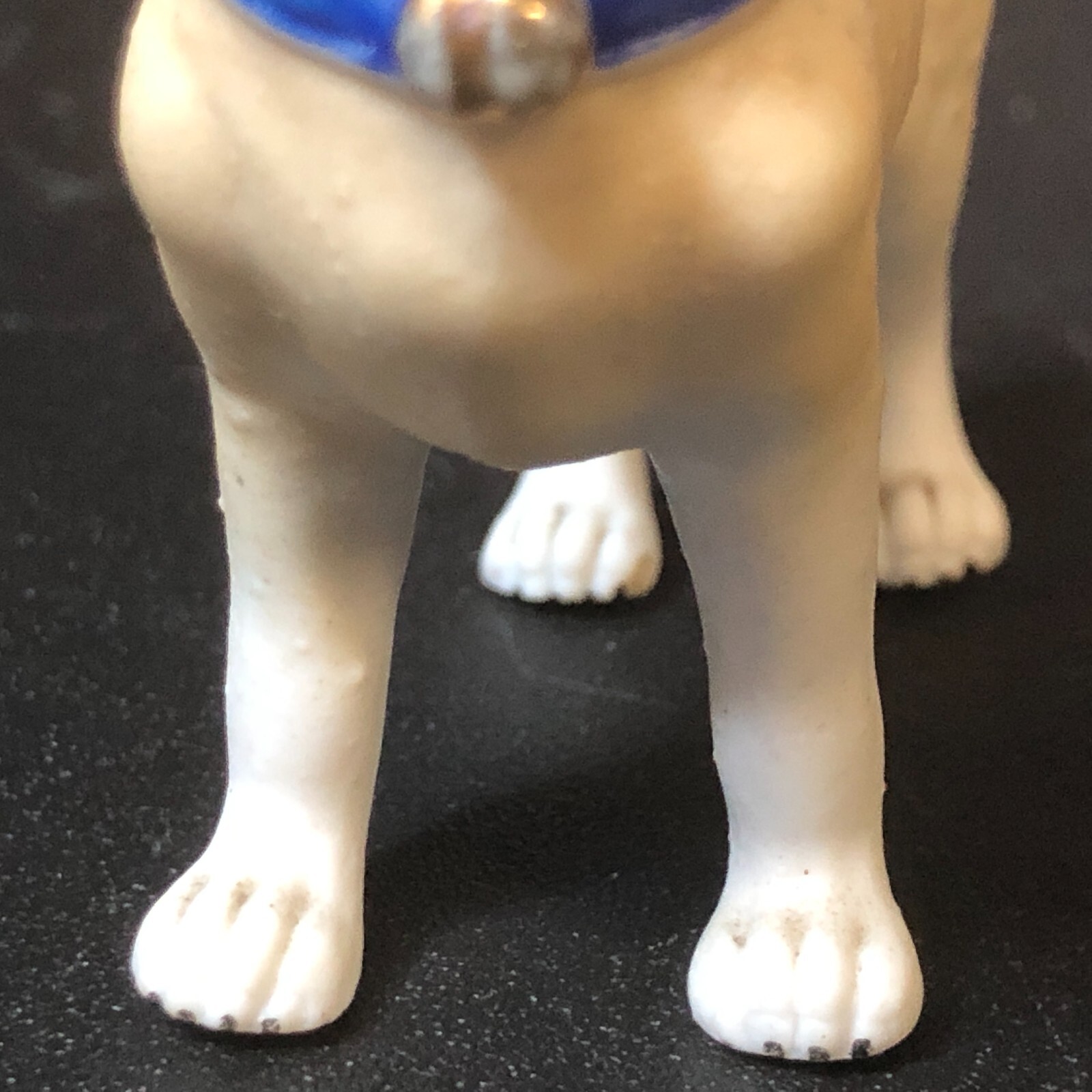 ANTIQUE 1900S PUG DOG Figure Victorian Dollhouse Miniature Bisque Figurine 2.50″