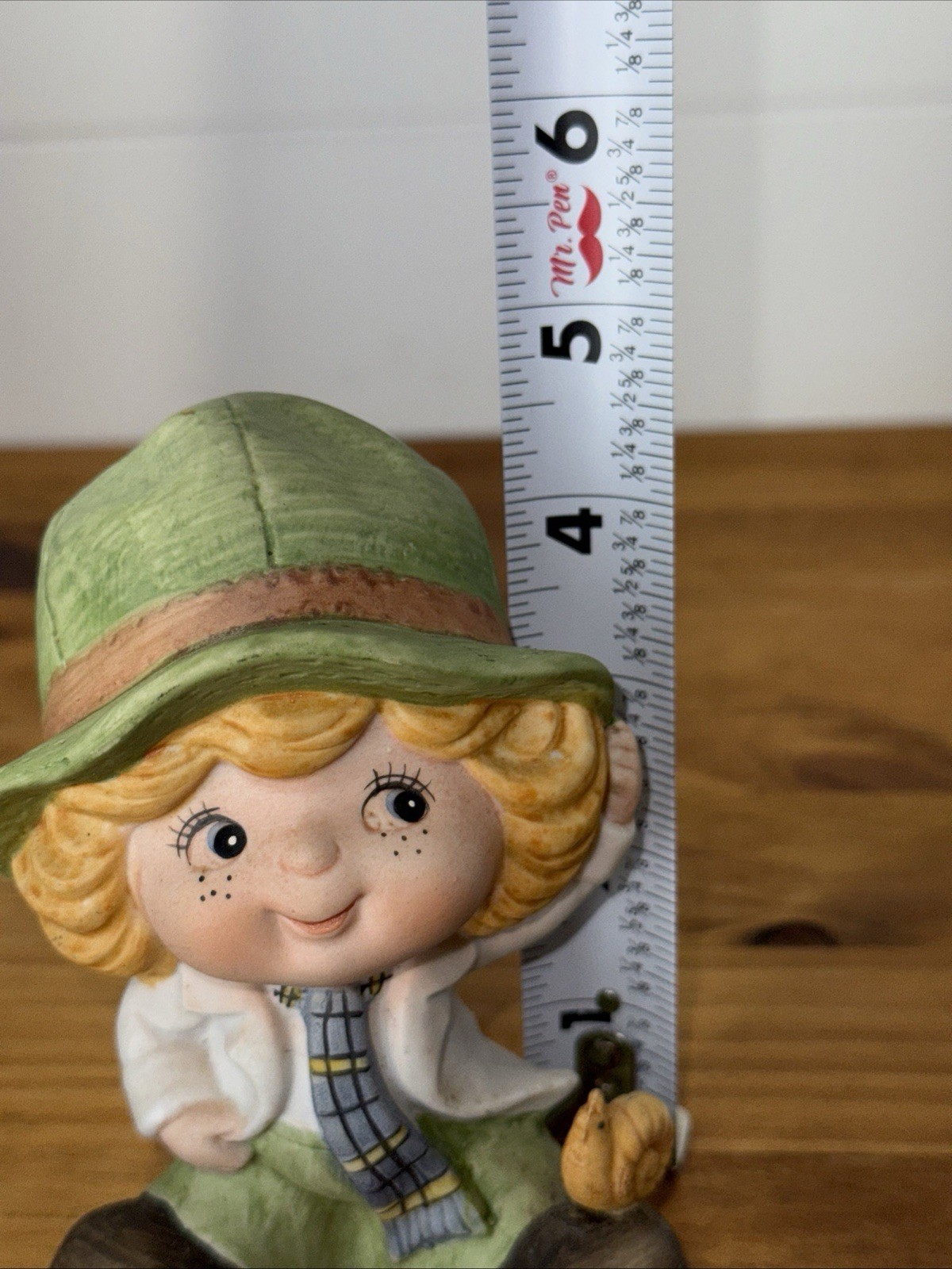 Vintage 1970s ARDCO Ceramic Boy Figurine Green Hat Taiwan