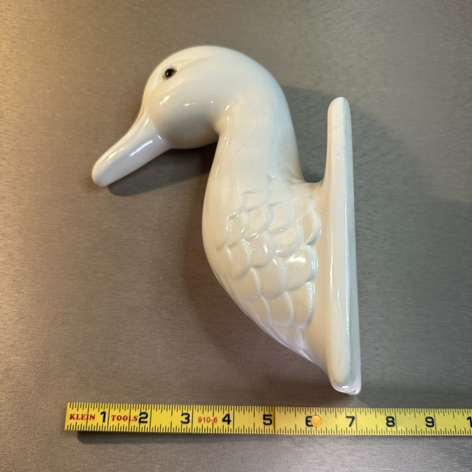 Vtg Ceramic Duck Goose Head Wall Hook Plaque Farmhouse Kitchen Decor 1970s