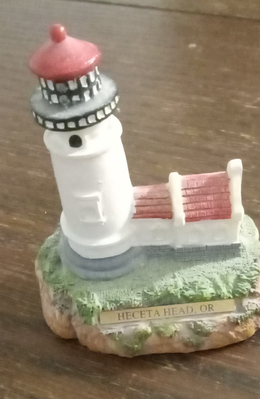 Heceta Head OR Lighthouse Nautical Resin Figurine Hand Painted Multicolor