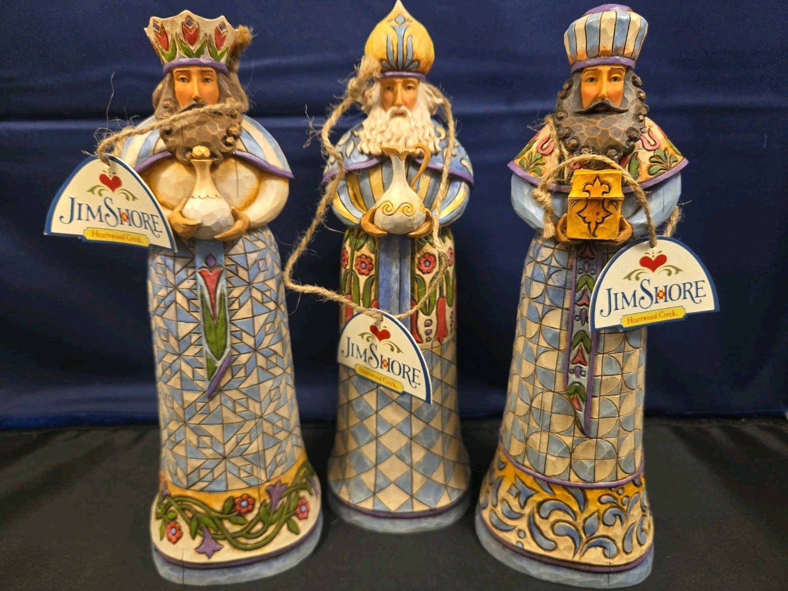Jim Shore 2007 Set of 3 Blue Wiseman Figurines “Bearing Gifts” 4007982 w/ Box