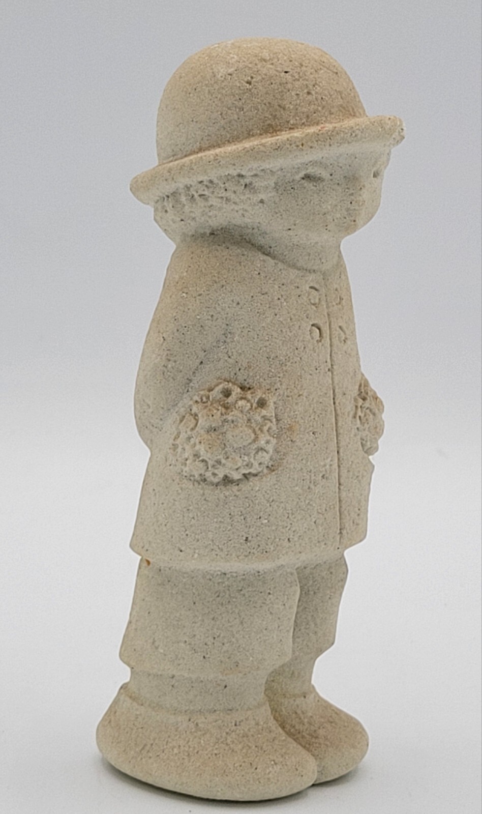 Marbell Stone Art BOY w/ FLOWERS Sculpture Belgium Figure StoneArt Mar Bell