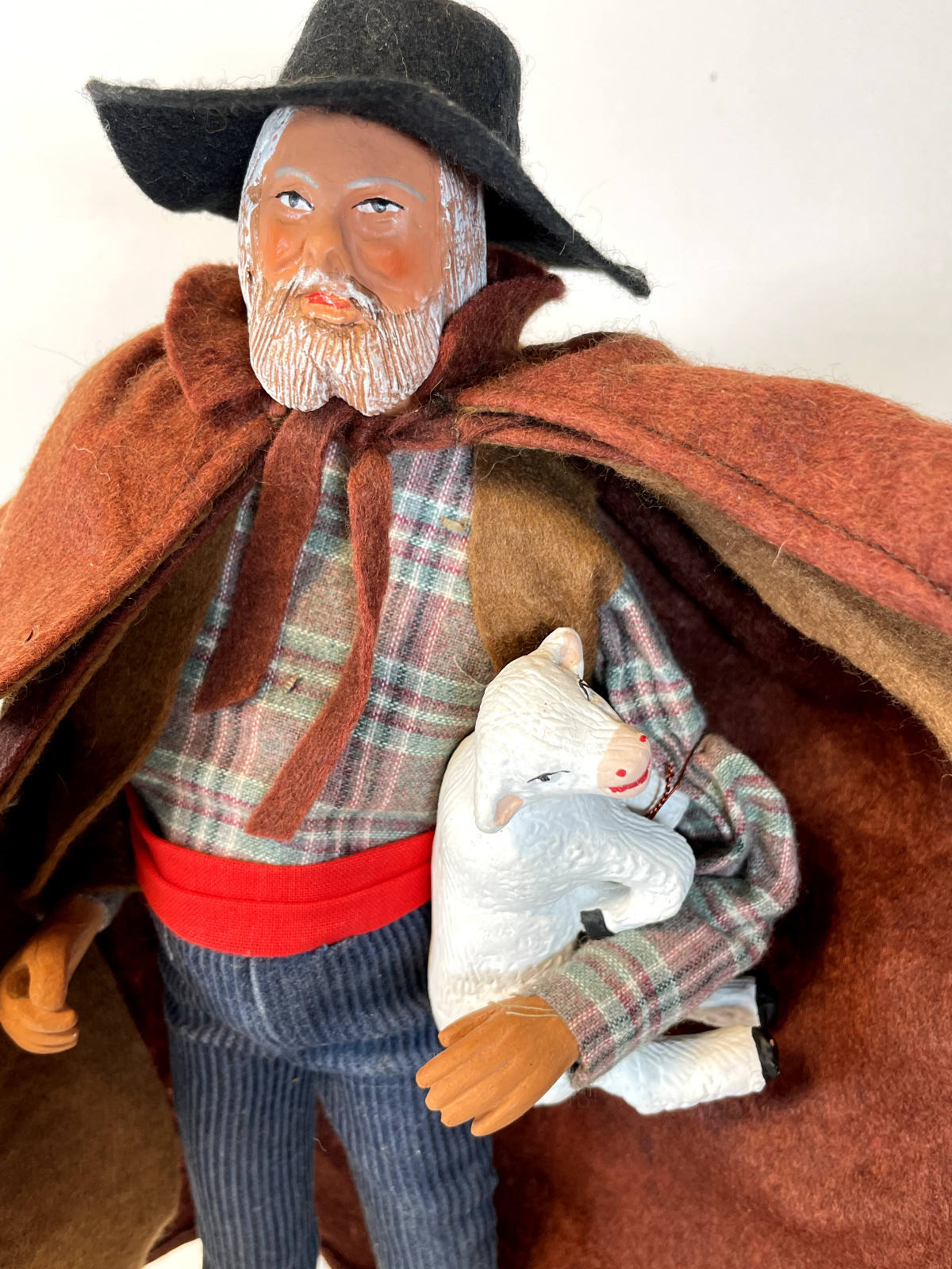 Escoffer Santon De Provence Terracotta Doll W/Lamb Signed