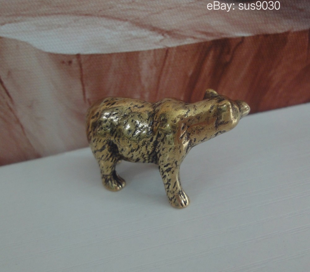 Solid Brass Bear Figurine: Home Decor Statue
