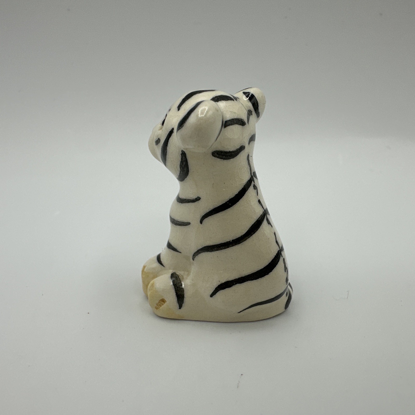 Miranda C Smith Miniature Tiger Ceramic Figurine Signed MC. Smith