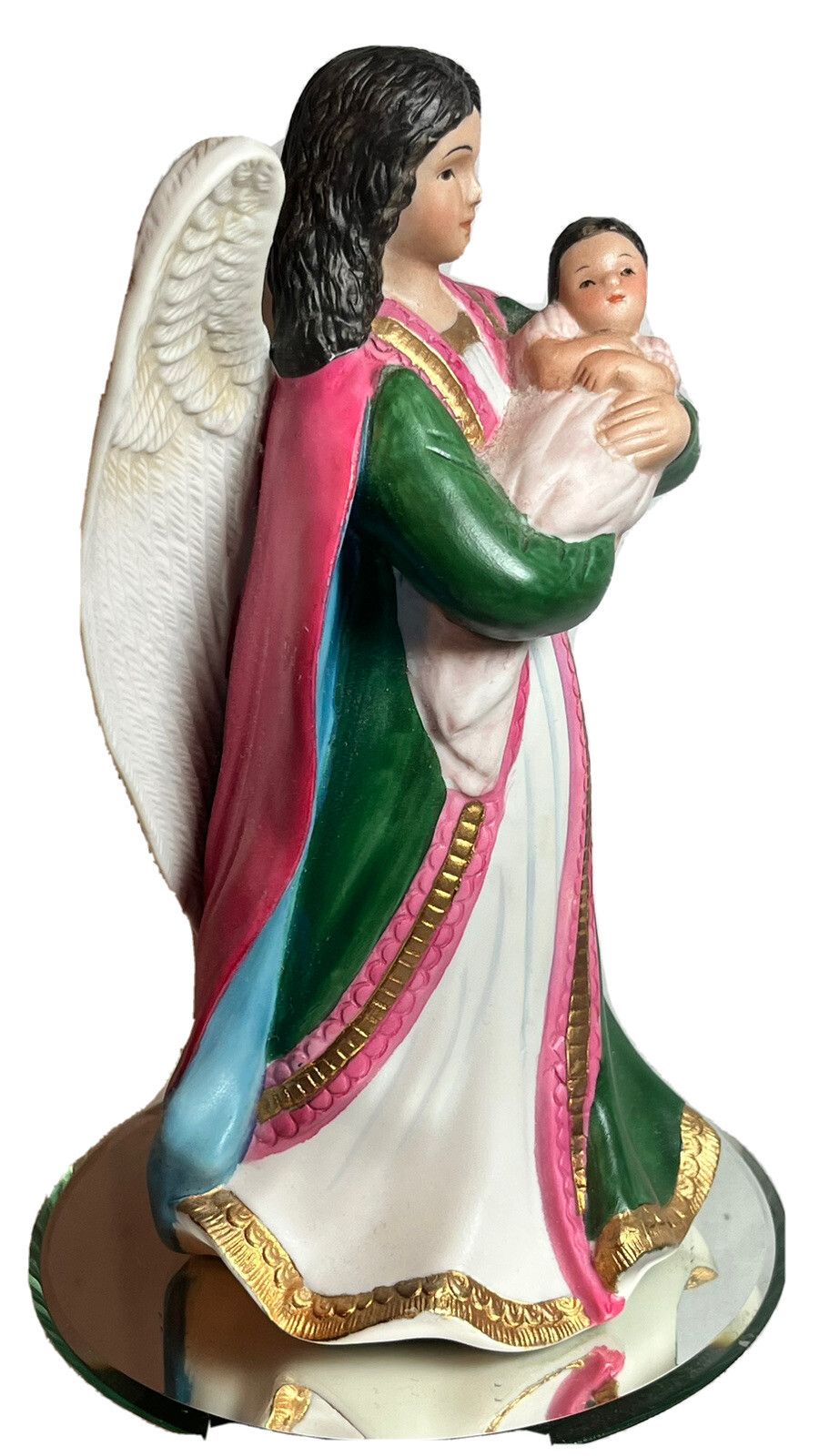 Vintage Figurine Of Angle And Baby Christ Colorful 8″ Statue RARE Gift