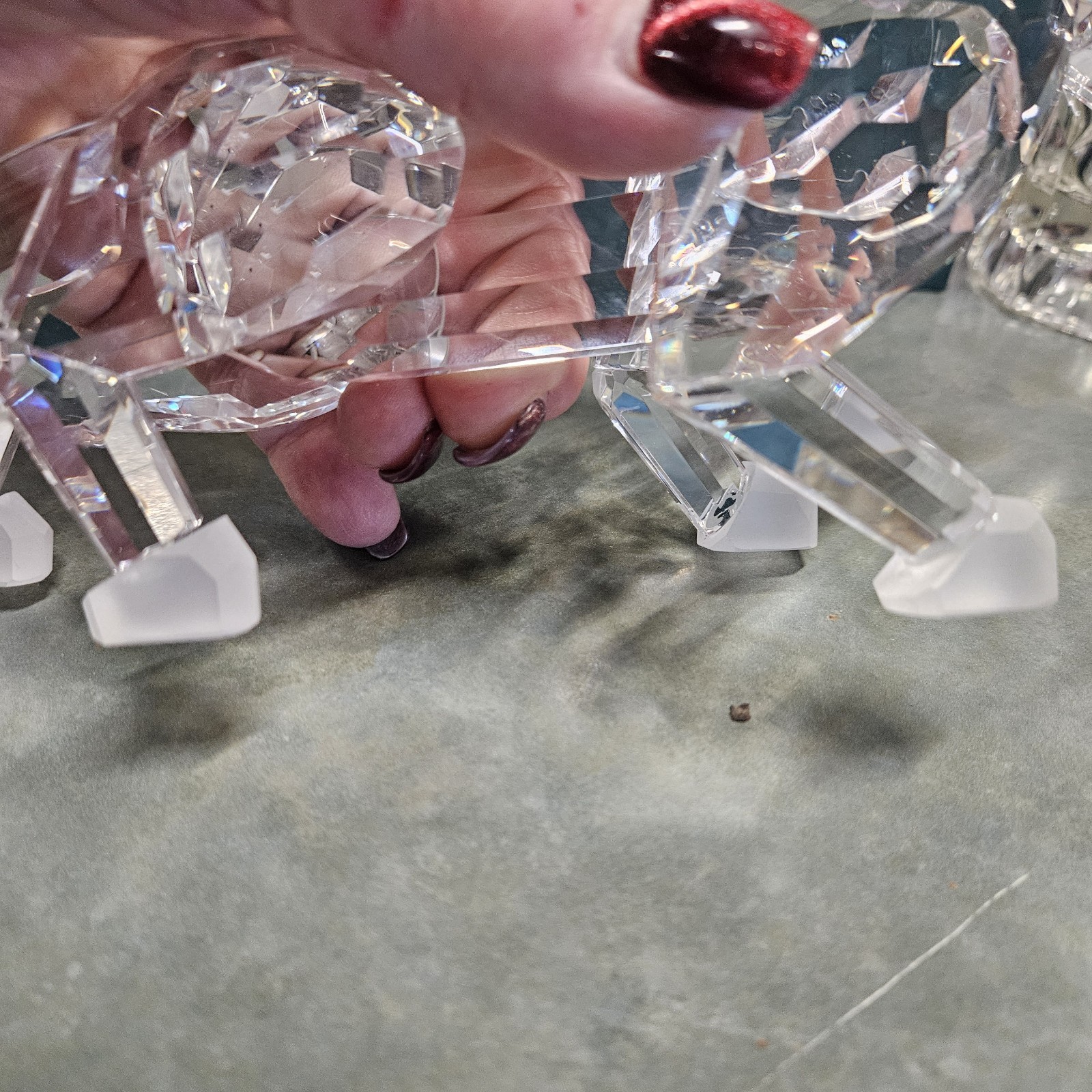 Swarovski/Lalique Style Faceted Crystal Cat Panther Frosted Paws W/Box 9″ X 5″
