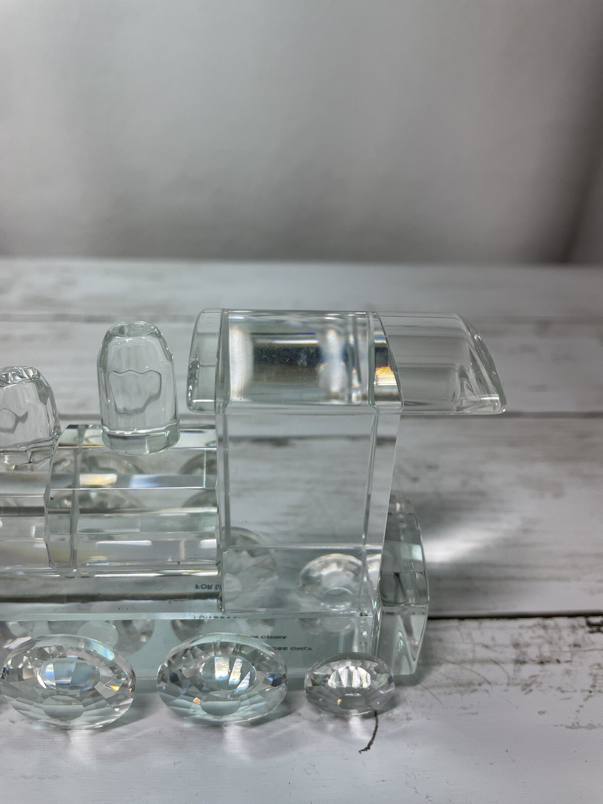 Crystal Locomotive, Cut Glass Figurine, 6.5″ long, 3″ tall, 1 lb. 4 oz. NEW