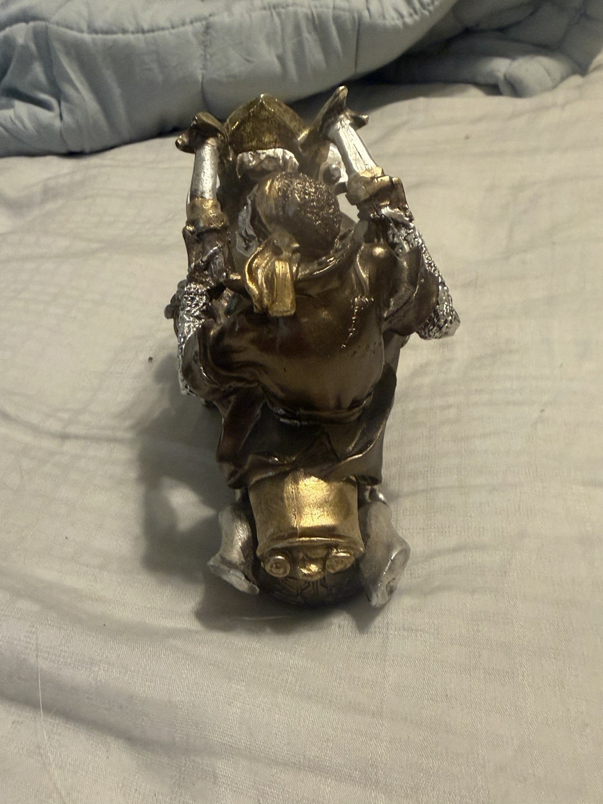 Bronze Silver Metal Skeleton Motorcycle Figurine Sculpture Fantasy Theme