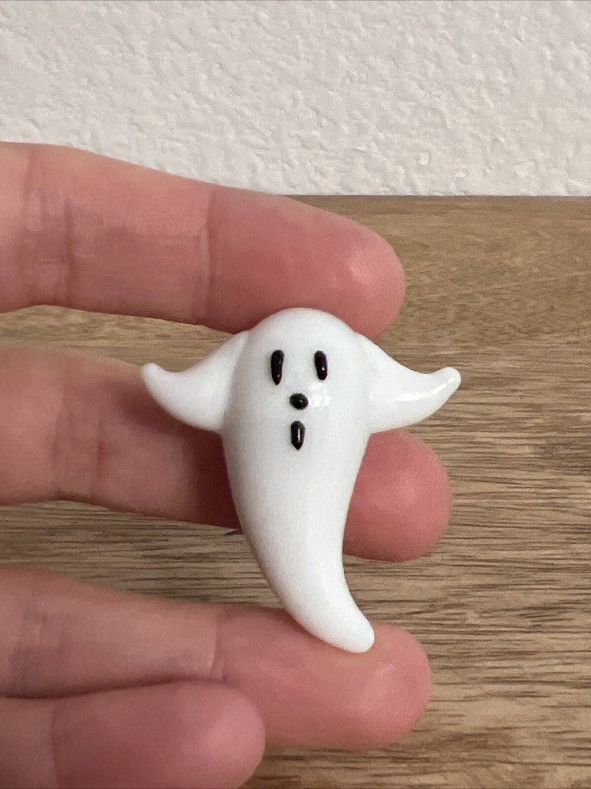 Porcelain Glass White Ghost Under 1” Figurine Decorative Piece