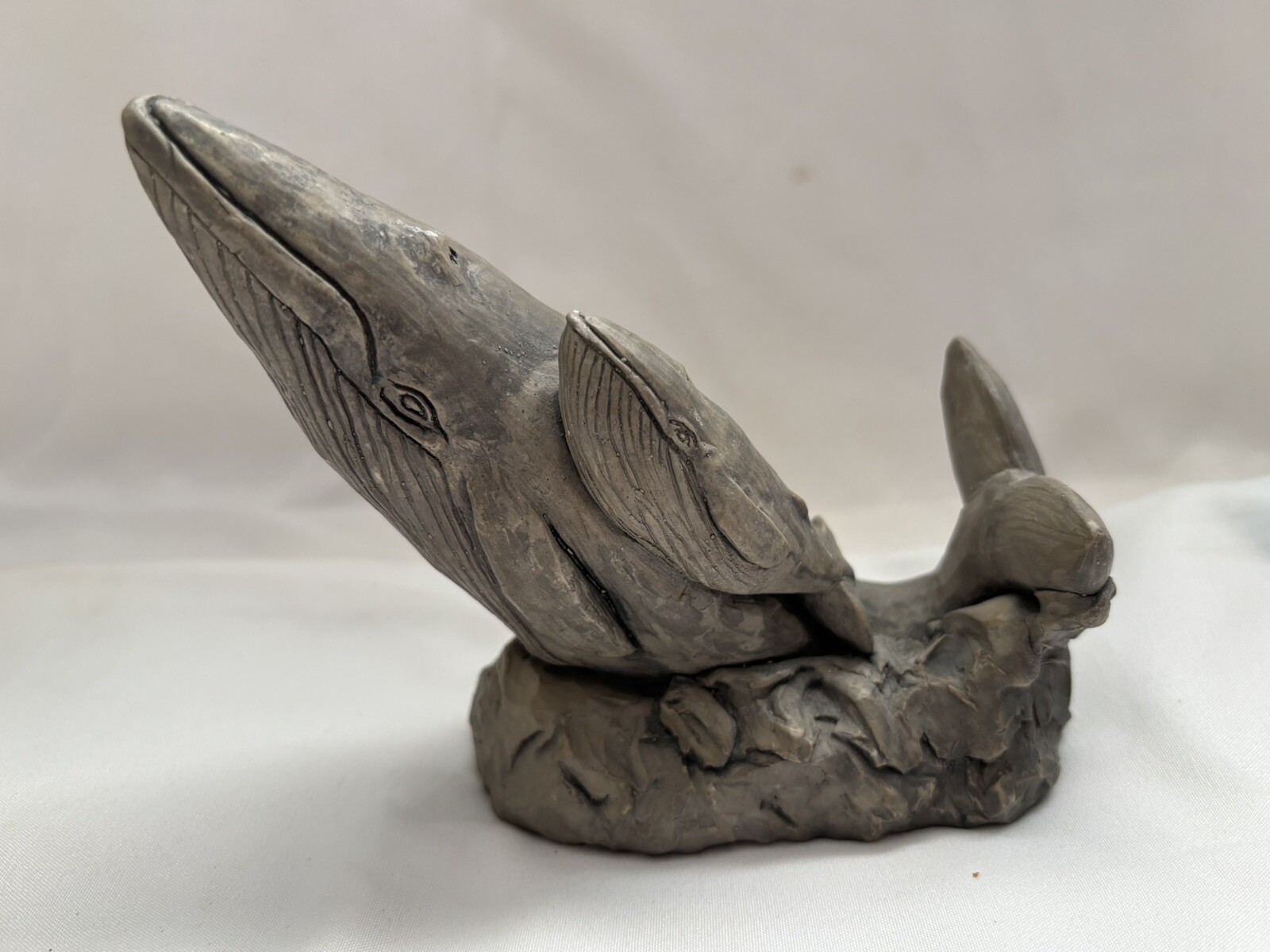 Beautiful Hand Carved Glacial Ice Age Whale And Baby Sculpture For Ace Alaska