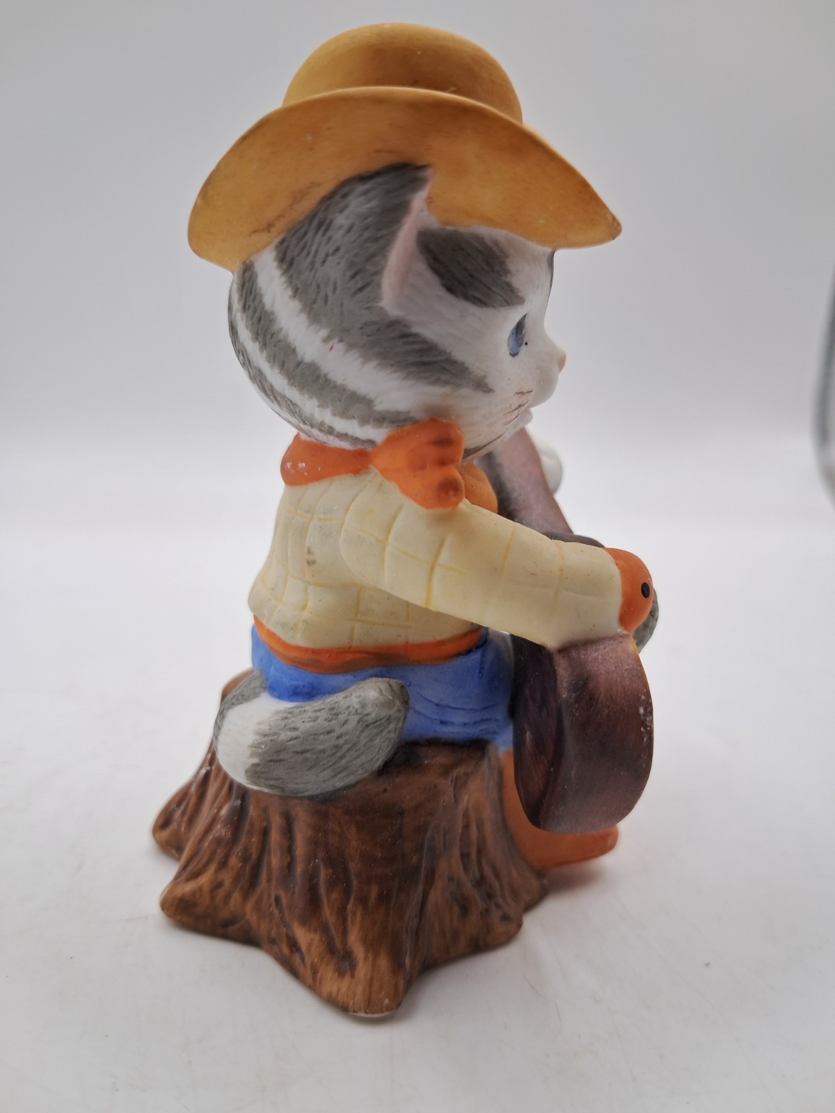 Bronson COWBOY Kitty Cat Porcelain Western Country Guitar Player Figurine