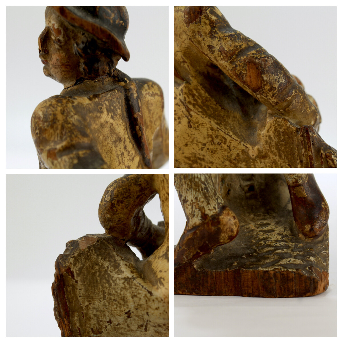 Pair Baroque 18c Carved Polychrome Painted Wooden Continental Figures – santos
