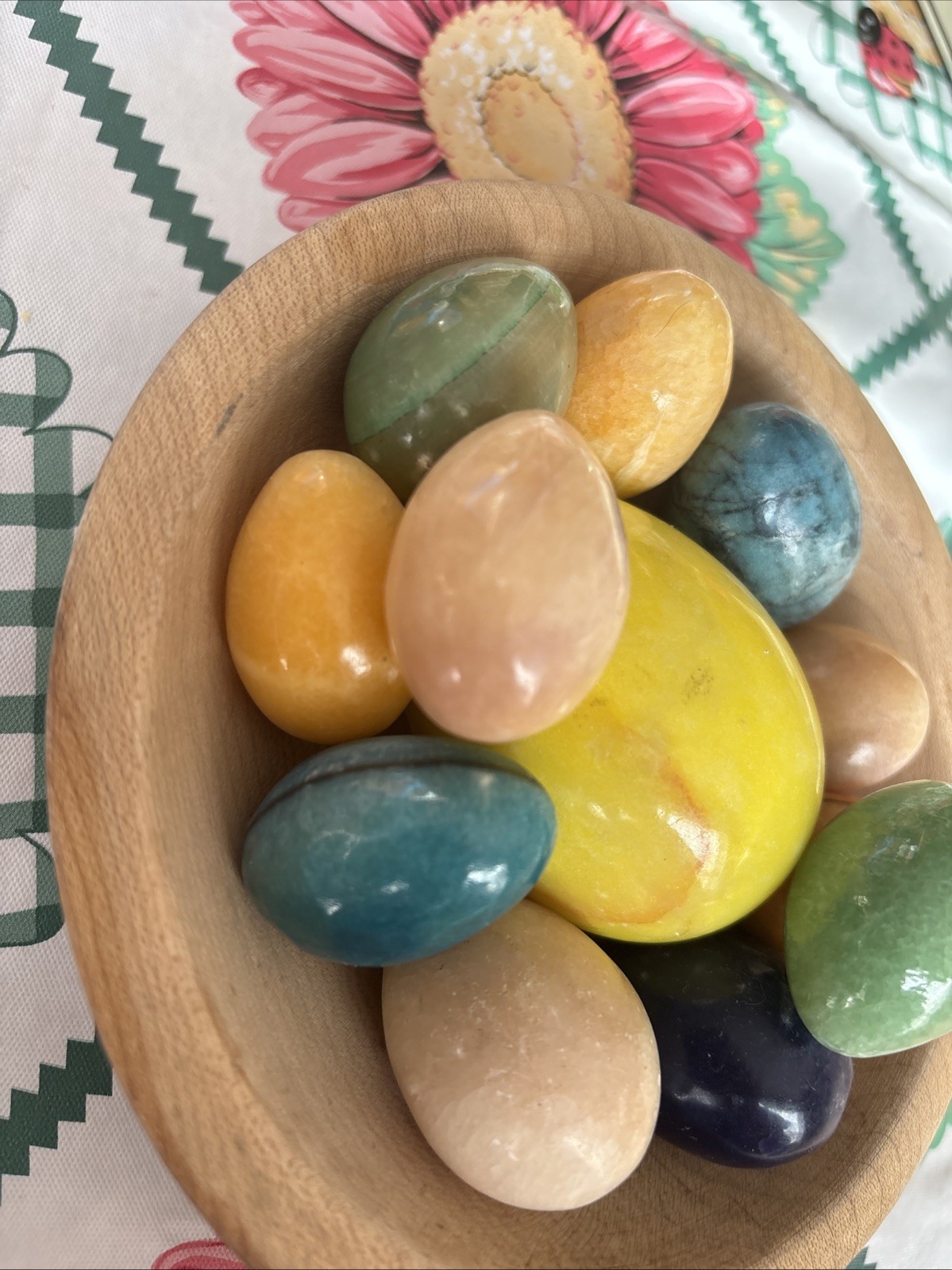 Lot Of Beautiful Alabaster Marble Stone Easter Eggs (1) Large (11) Small