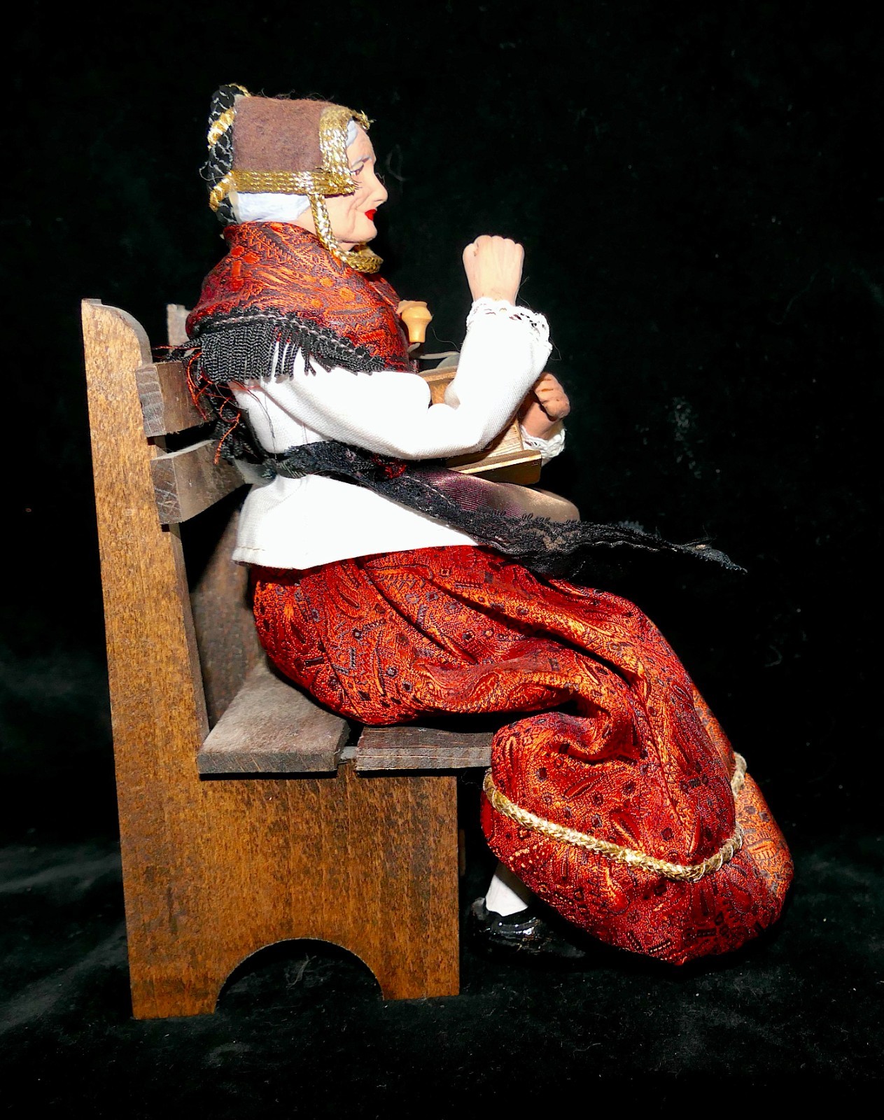 Vintage 1950s French Santon by GASQUET H/P Terracotta Old Woman w/Coffee Grinder