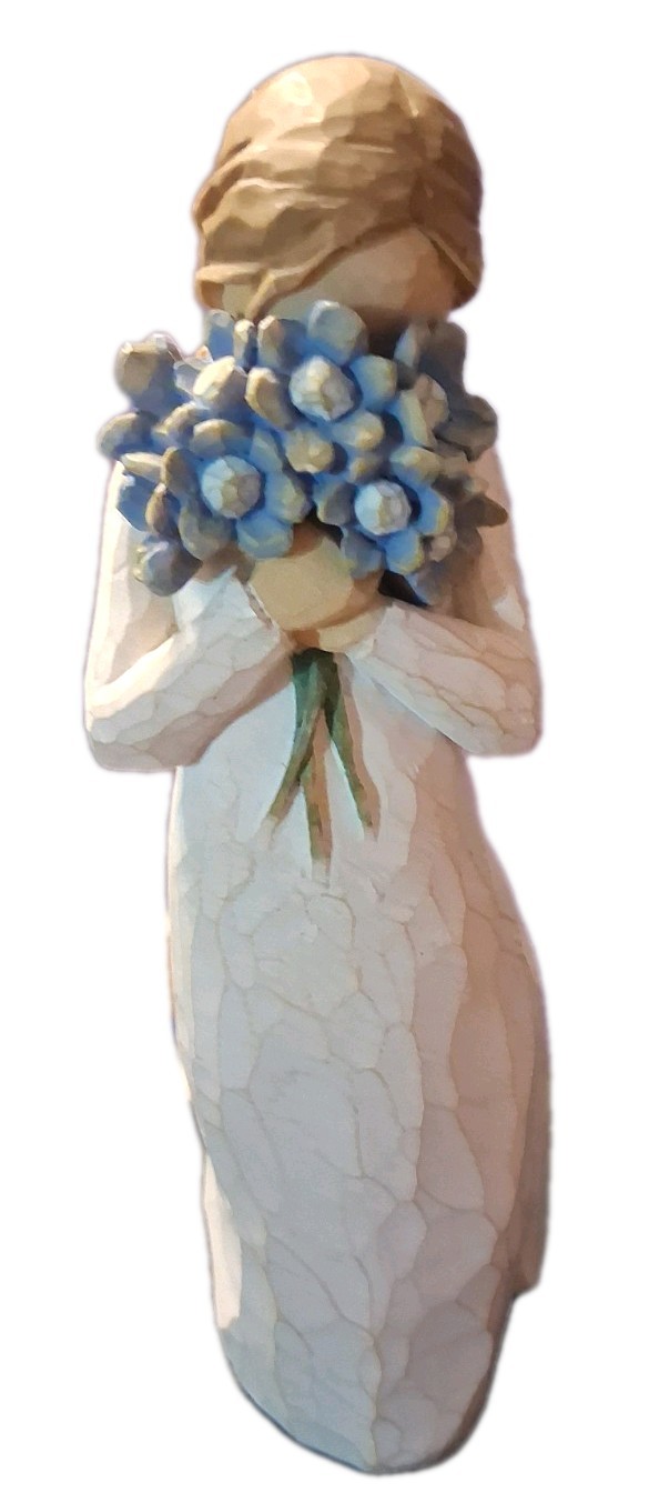 Willow Tree “Forget-me-not” Figurine, Blue Flowers, Susan Lordi Demdaco