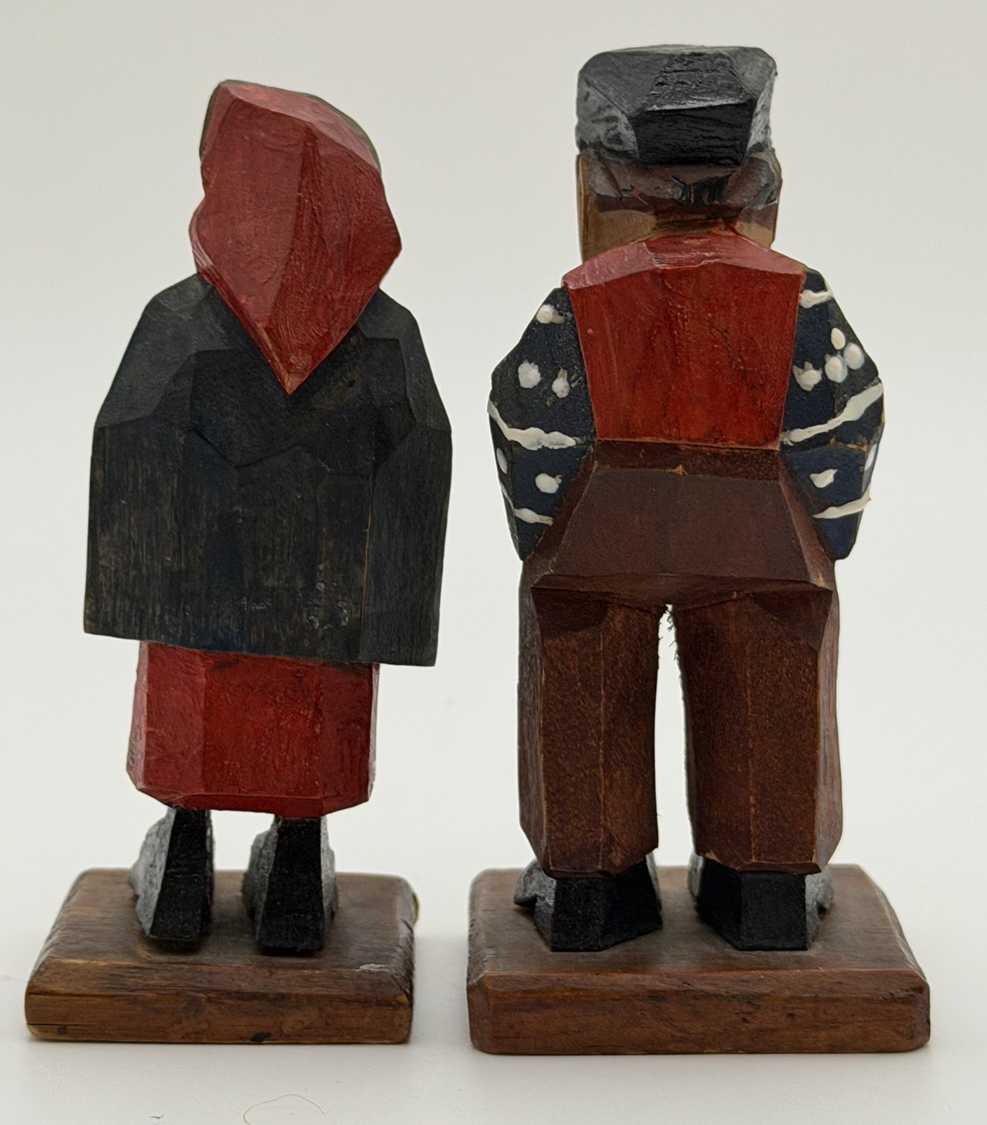 Vintage HAND CARVED wood figures- 1940’s SIGNED G. Wilson-Americana FOLK ART!