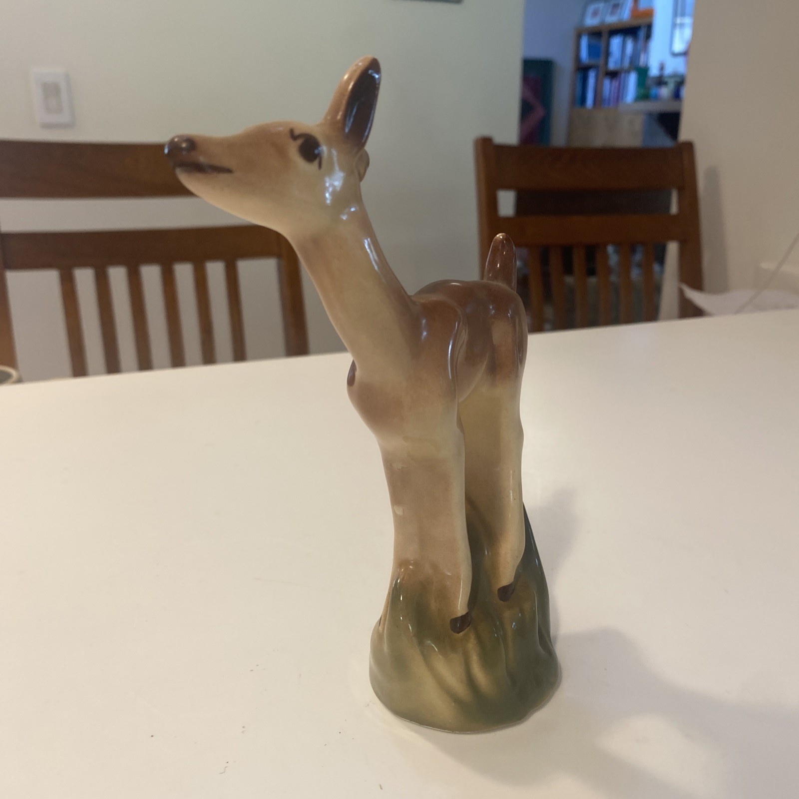 Deer Fawn Ceramic Figurine Statue Mid Century Modern MCM 7.5”Standing Figure Vtg