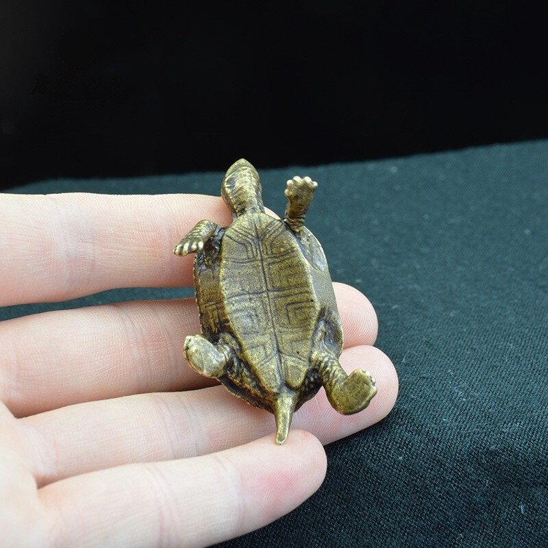 Brass Retro Turtle Figurine Statue Home Office Decoration Animal Figurines Toys