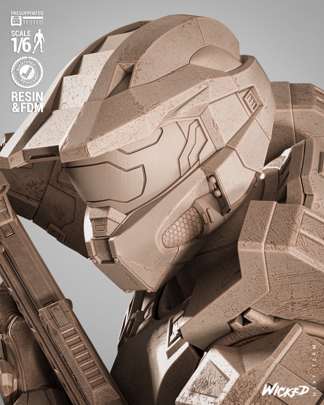 Master Chief – Halo 1/6 Scale Figure Statue 3D Print Model Kit Unpainted