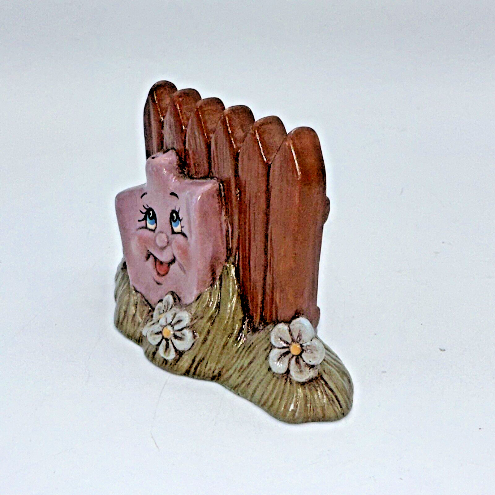 VTG MCM UNIQUE Quirky Anthropomorphic Garden Gate Smiling Figure Pen Holder