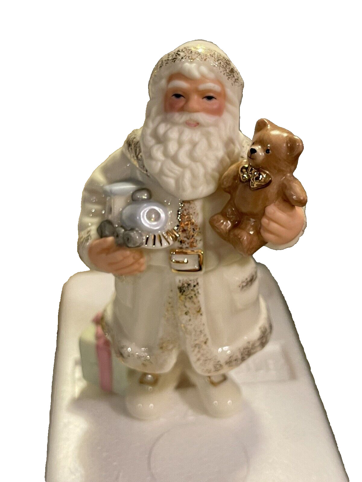 LENOX Classics Treasured Santa Collection Figurine w/ Train, Teddy Bear, gifts