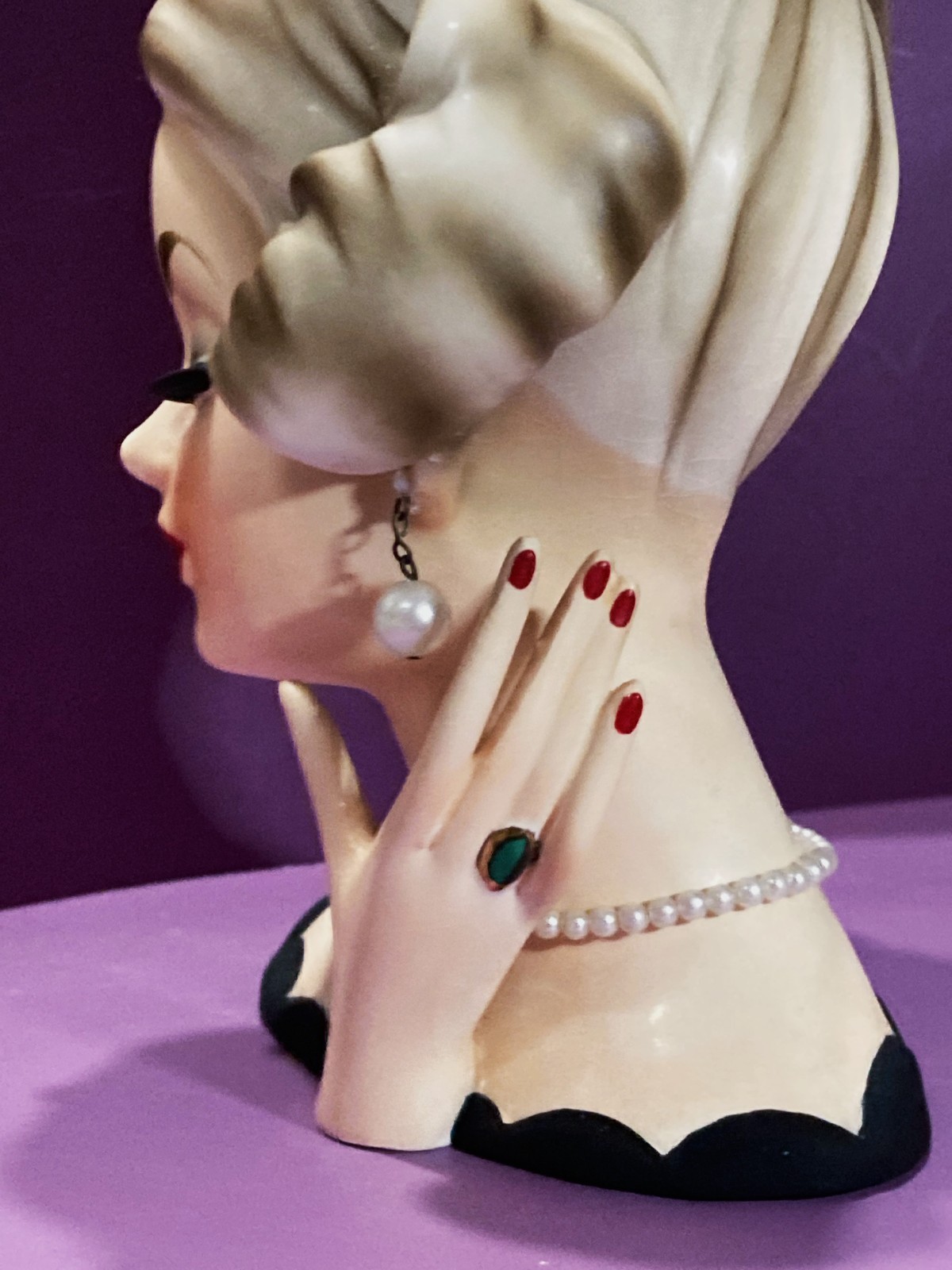 MISS NEW YORK TRIMONT XLG 7.5″ HEADVASE VTG LADY JAPAN HEAD VASE MINT!