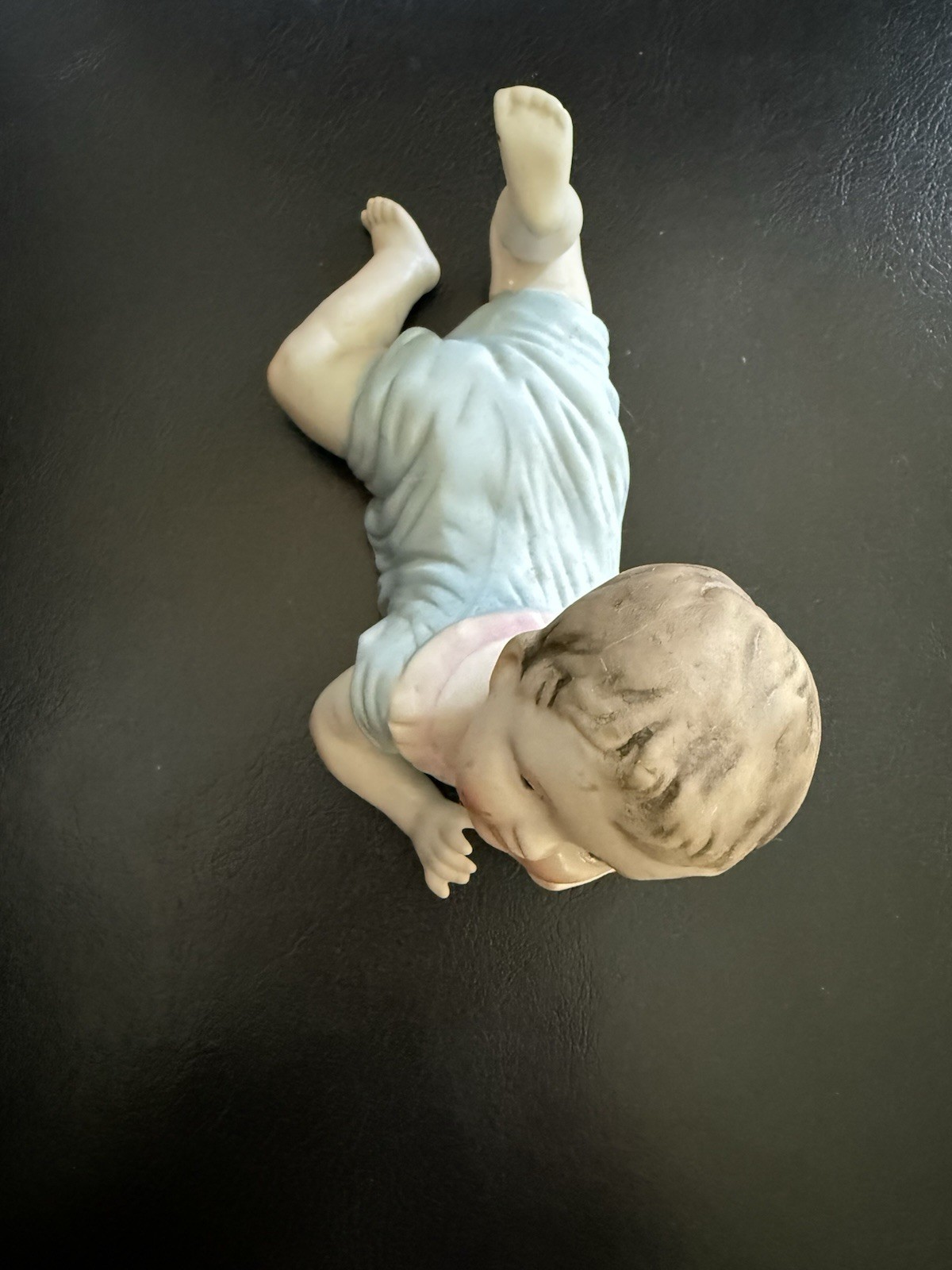 VTG Bisque Piano Baby Figurine Lying Down Prone Pose Hand Painted Made In Japan