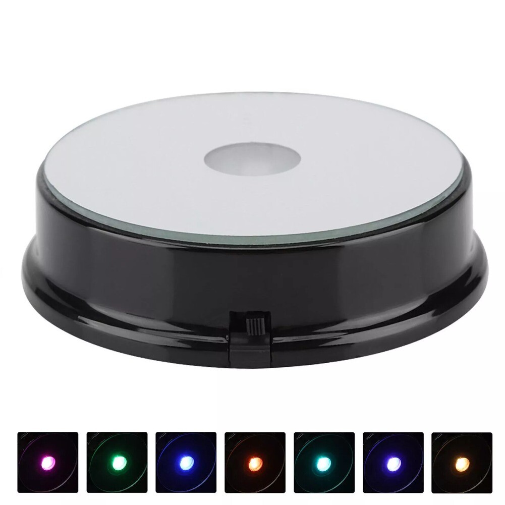 LED Light Display Base Stand Lamp 7 Color Holder Crystal Glass Art Ornament