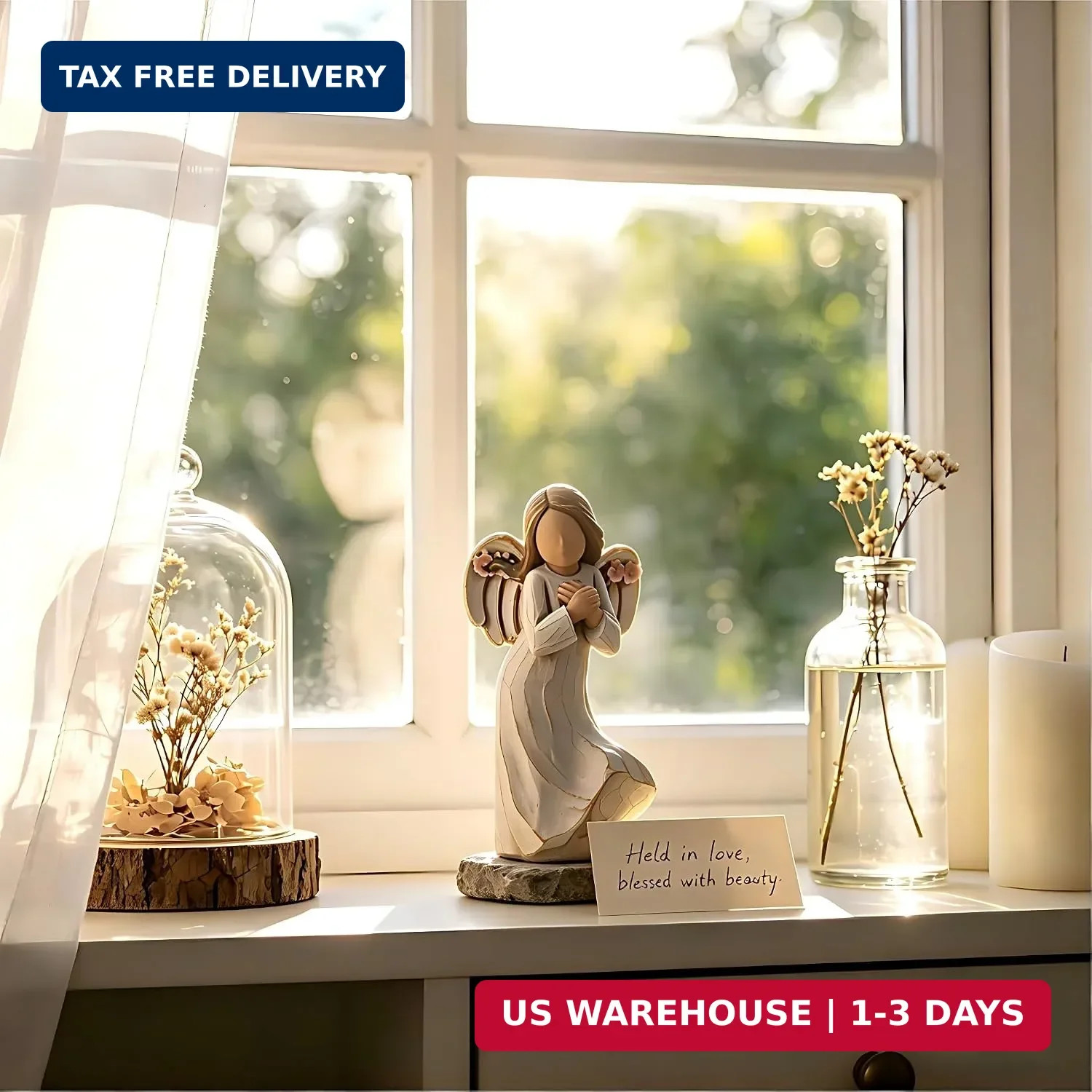 5.2” Guardian Angel Figurines, Hand-Painted Praying Angel Figurines, Healing An
