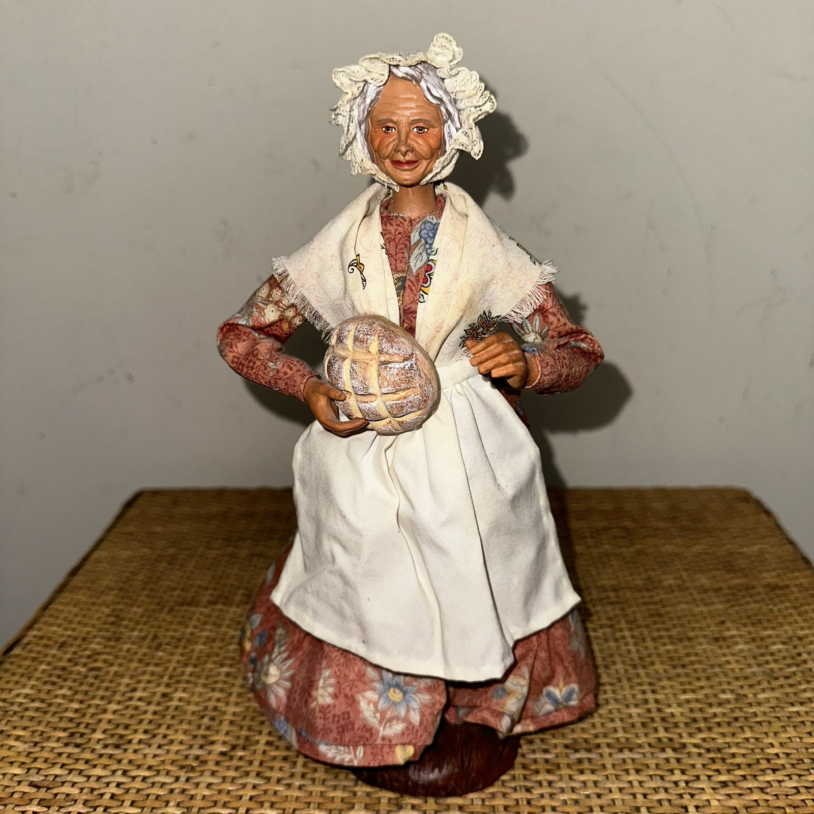 VTG S. Peirano French Folk Art Terra Cotta Clay Woman Figurine Signed 10.3″ Tall