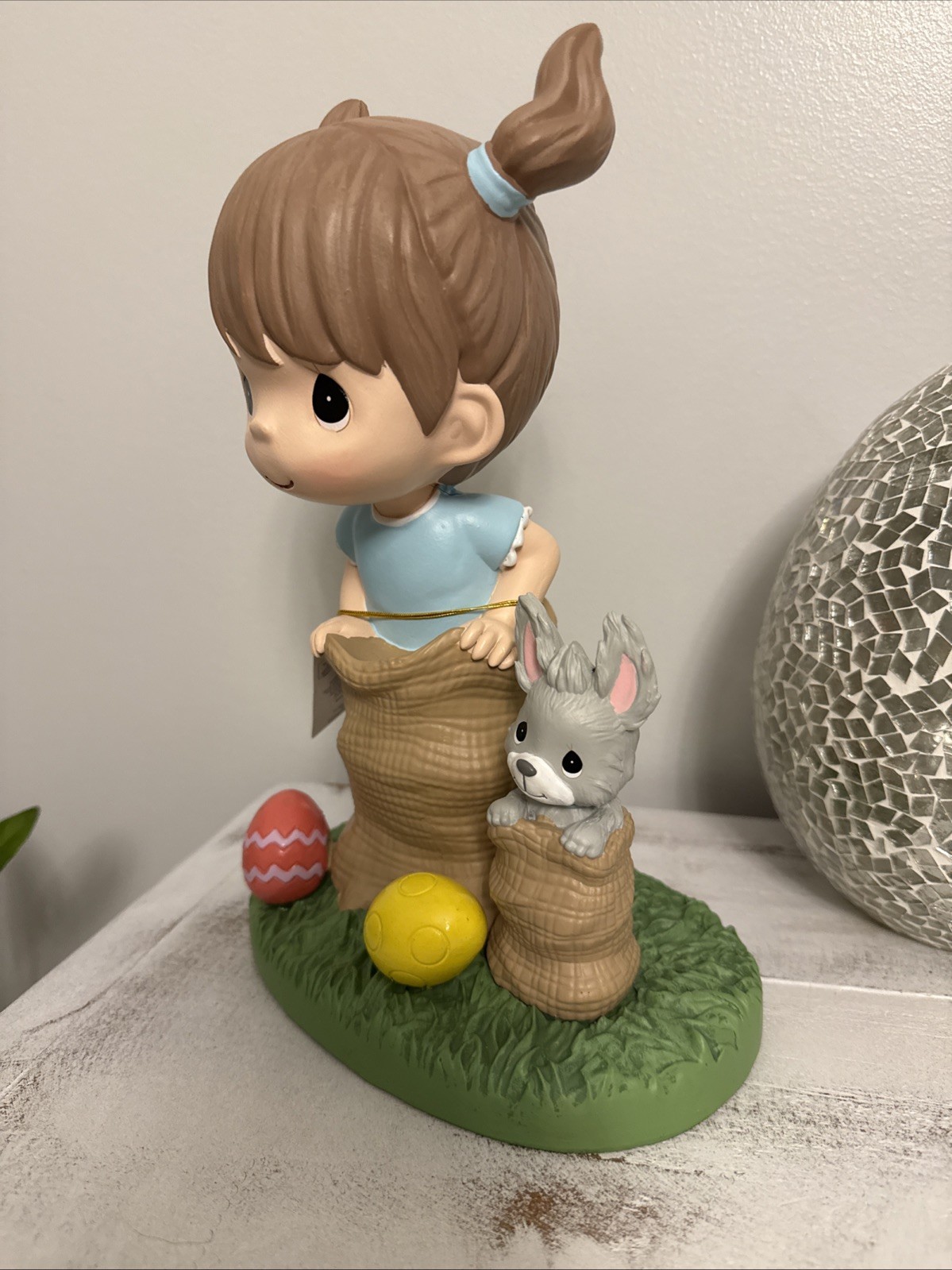 Precious Moments Girl & Bunny Easter Race Decor 10 1/2 in. H Rare! ADORABLE!