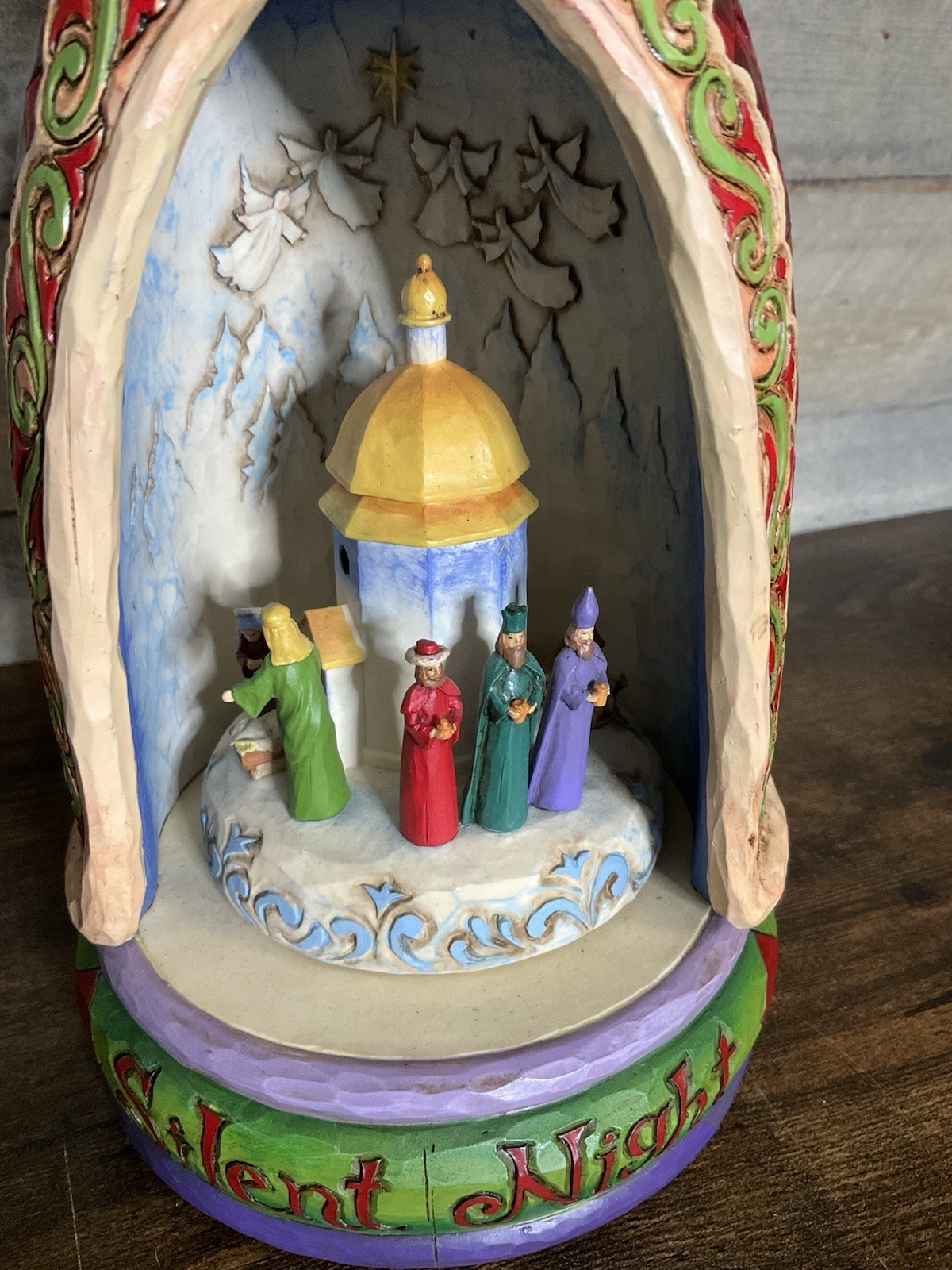 Jim Shore “Silent Night “ Angel with Nativity Scene Revolving Musical