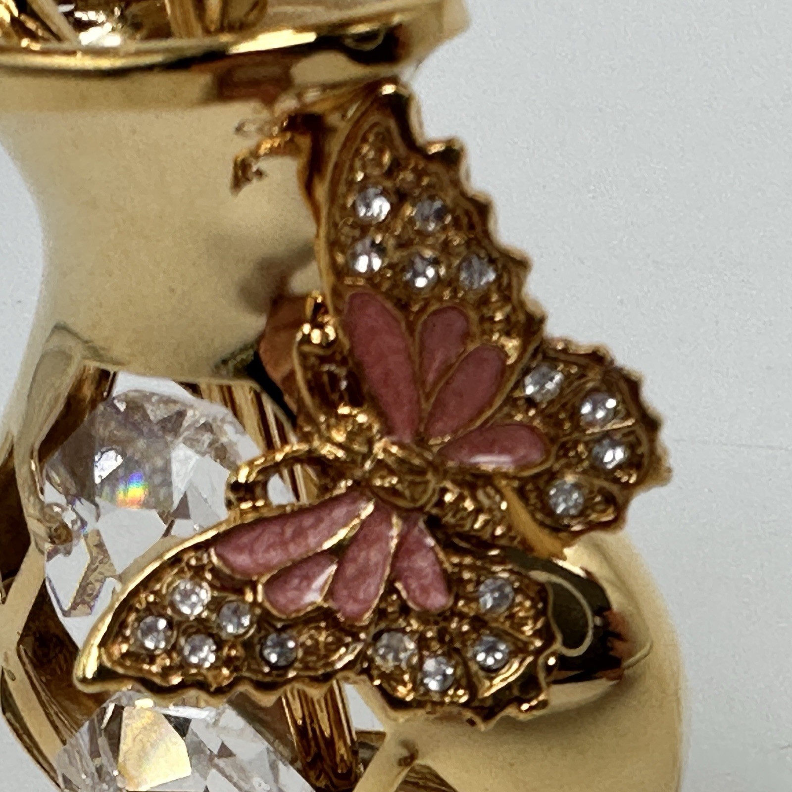 Matashi 24K Gold Plated Crystal Tulip Flower Bouquet w/ Butterfly in Vase