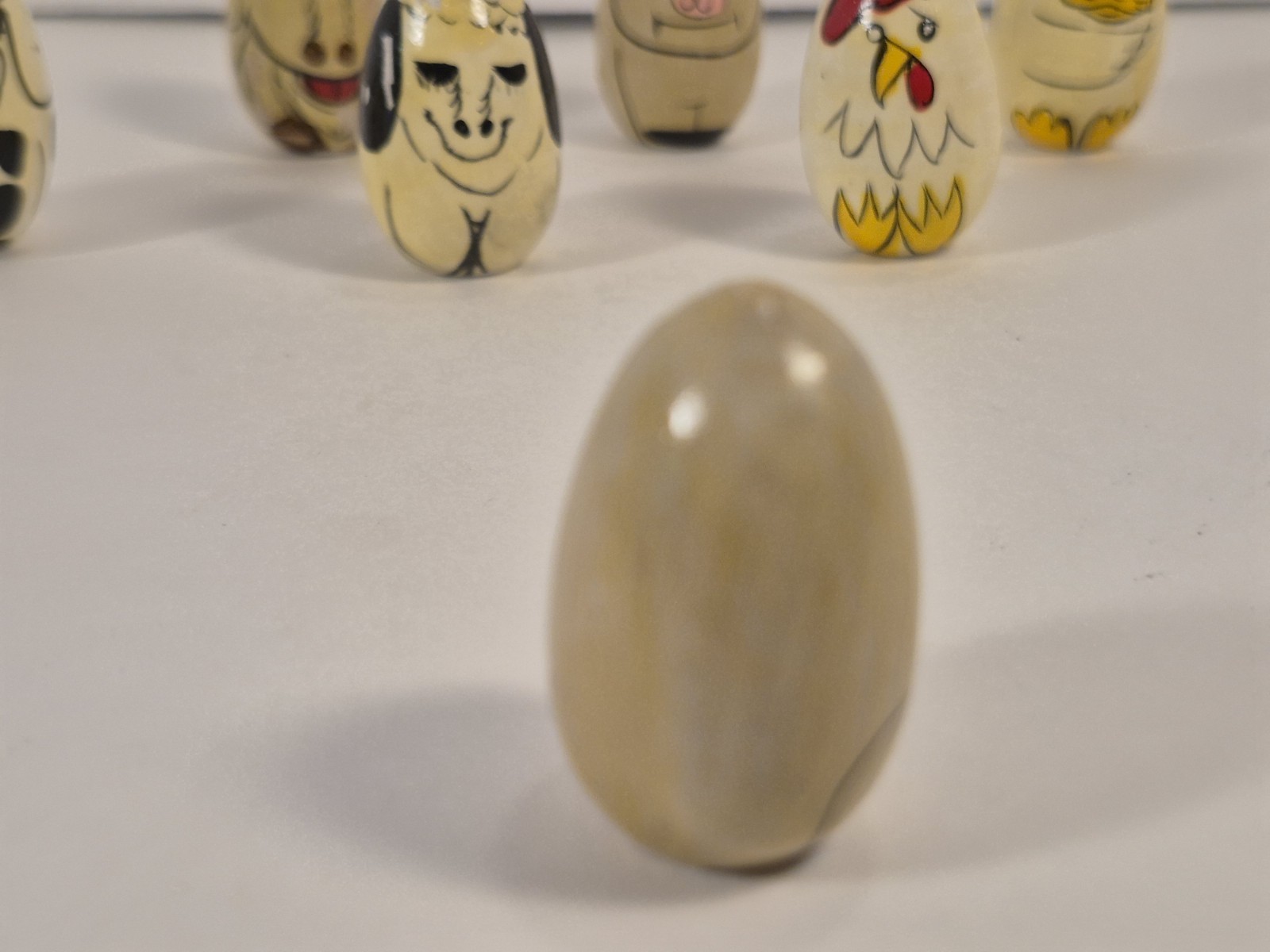 Vintage Hand Painted Wooden Egg Farm Animals Lot of 10 Novelty Figurines