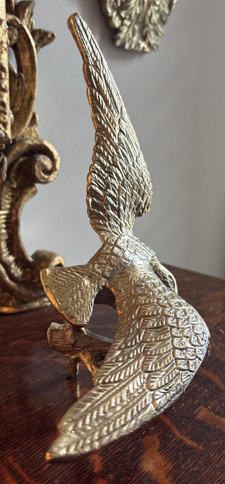MCM Large Brass Eagle Statue 11.5”x 10.5”