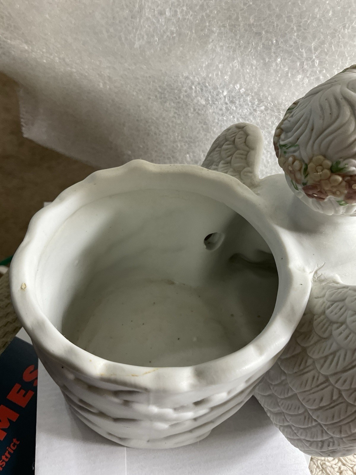 Cherub Angel 3 In. Bisque Porcelain Planter/ Candle Holder Shabby Chic NWOT