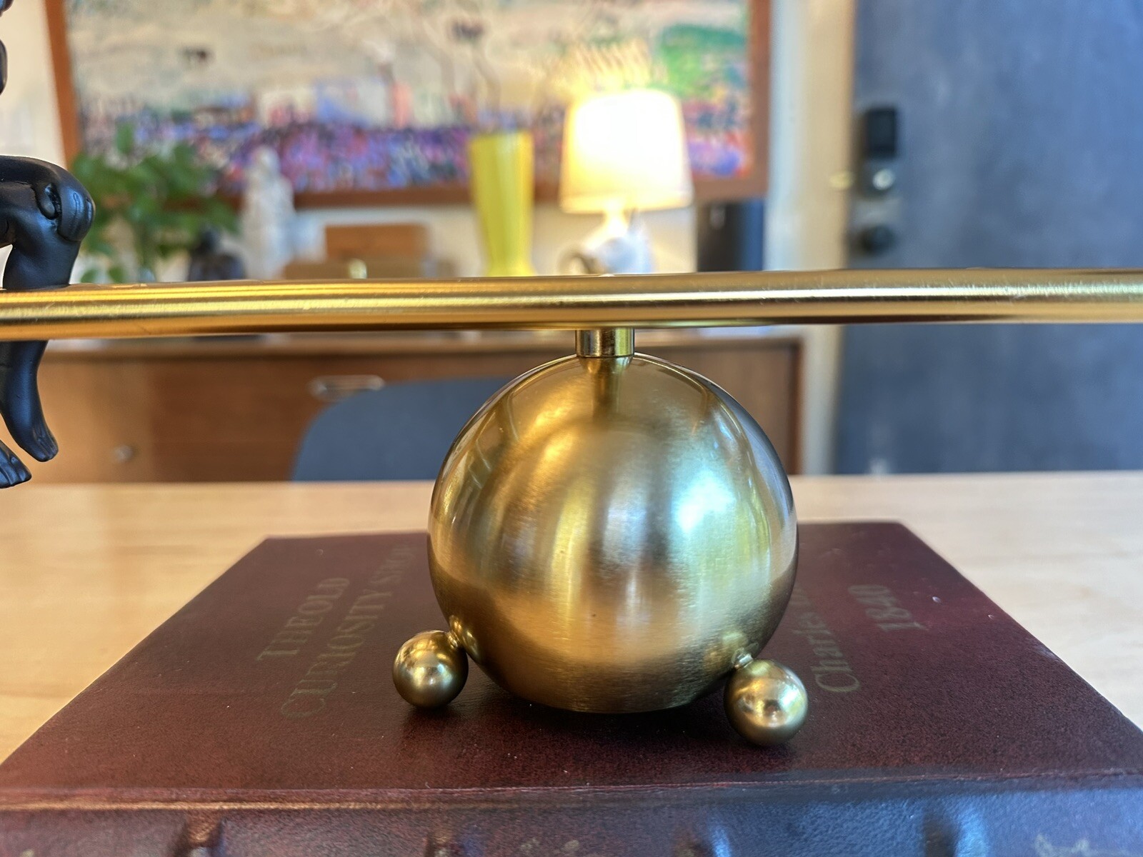 Man On The Stairs Thinking Man, Magnetic, Gold Metal, Movable, Balanced, Sturdy