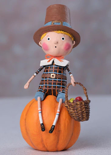 Lori Mitchell Thanksgiving Pilgrim Figurine ~ Thankful Thad
