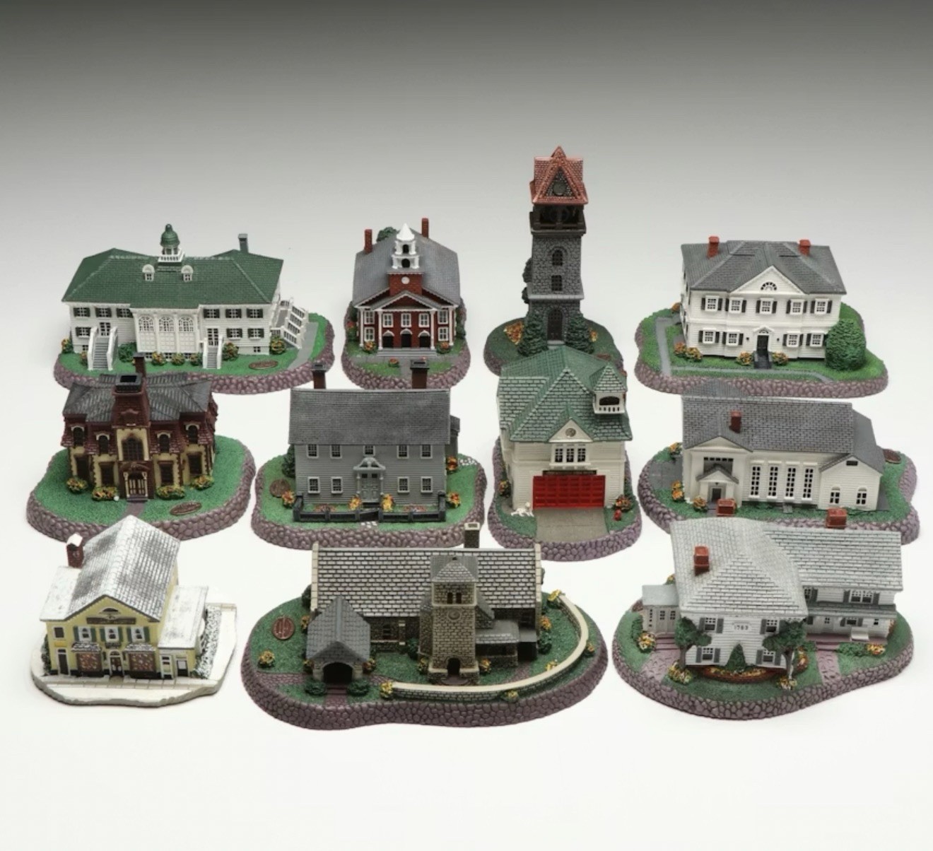 11 Rhodes Studios “Rockwell’s Hometown” Miniature Resin Building Replicas, 1990s