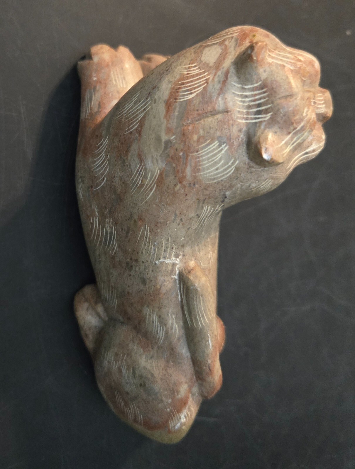Vintage hand carved stone lion figurine / sculpture / paperweight