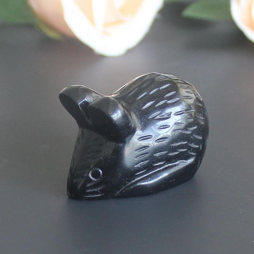 Hand Carved Mixed Gemstone Crystal Mouse Rat Figurine Animal Carving Statue H…