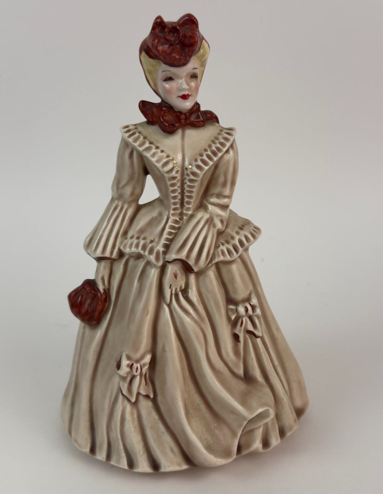 Vintage Florence Ceramics Sarah Beige Dress Semi Porcelain Lady Figurine