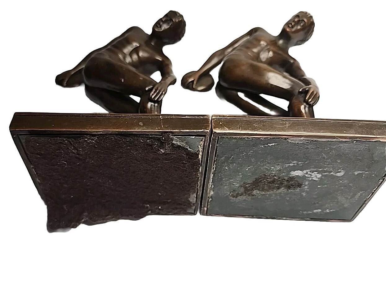 PAIR of Brass Discus Thrower Bookends Jennings BROTHERS JB1924 READ